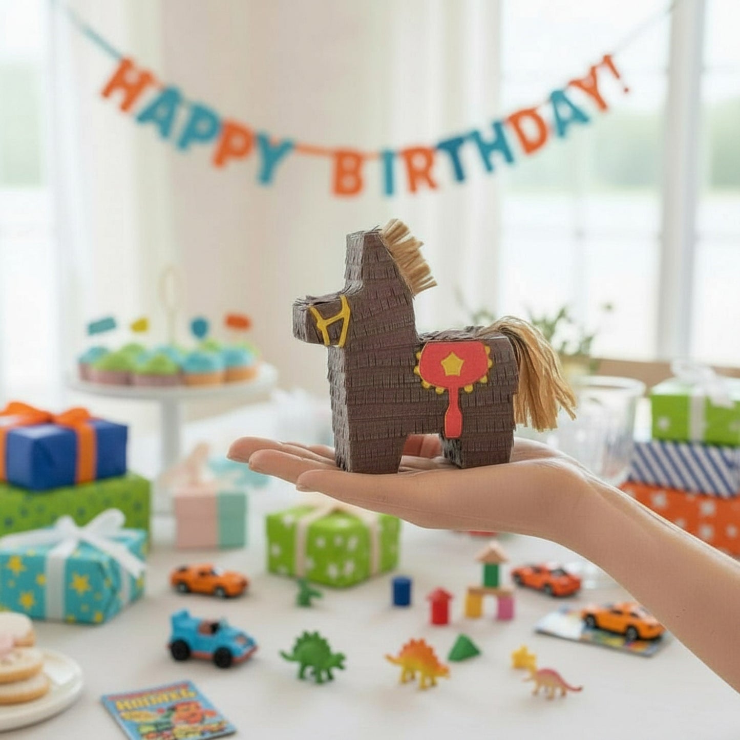 Piñatas de caballo en miniatura para fiestas - Marrón | Juego de 3