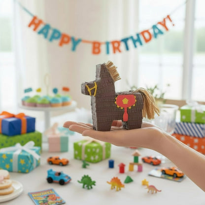 Piñatas de caballo en miniatura para fiestas - Marrón | Juego de 3