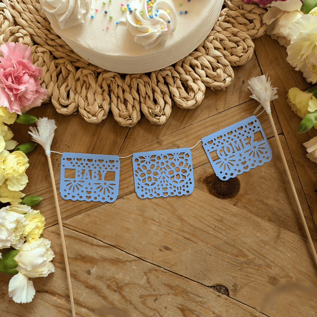 Blue Personalized Cielito Lindo Baby Shower Cake Topper