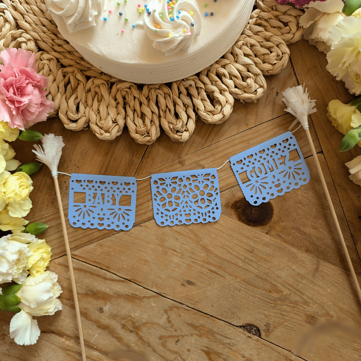 Blue Personalized Cielito Lindo Baby Shower Cake Topper