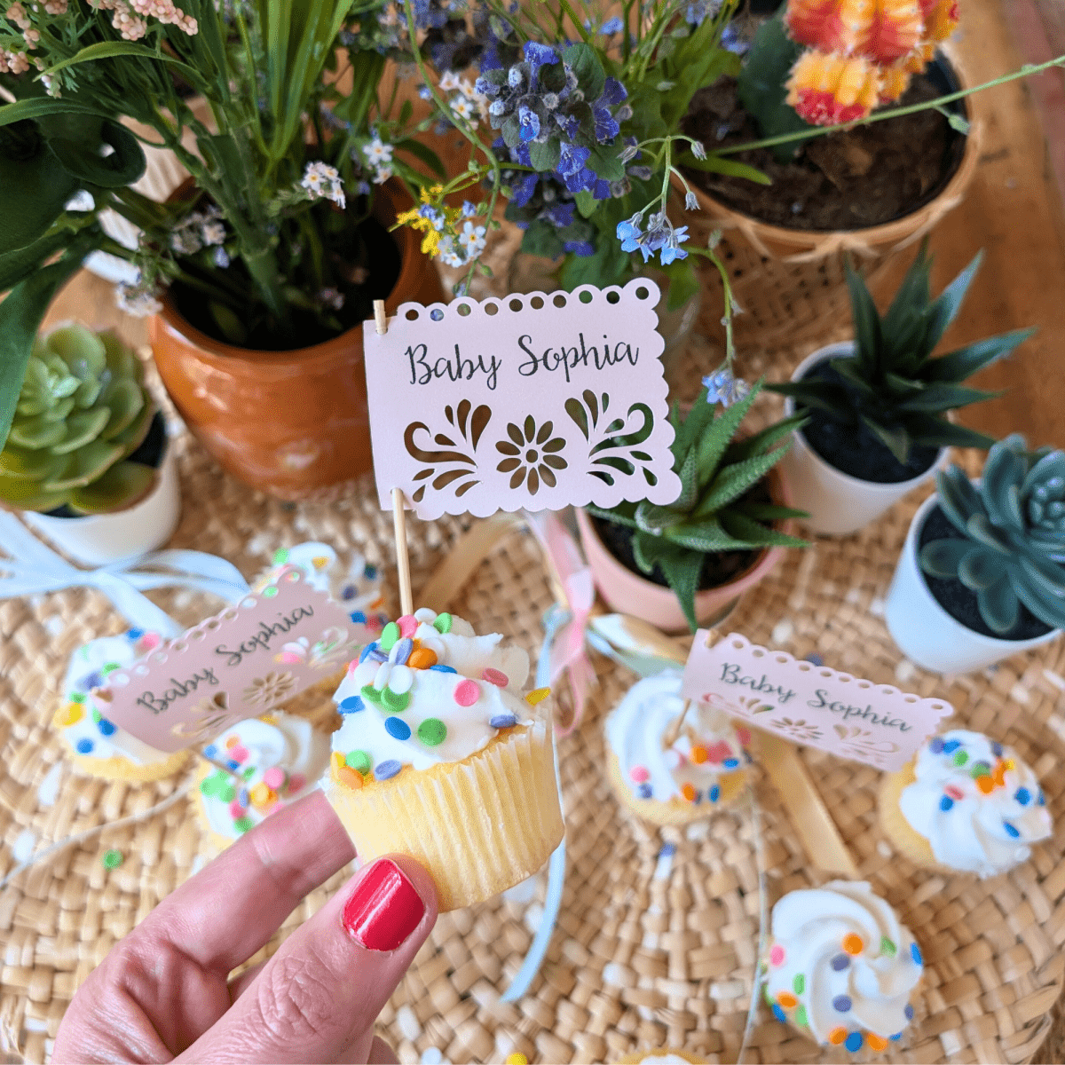 Personalized Cielito Lindo Baby Shower Cupcake Toppers