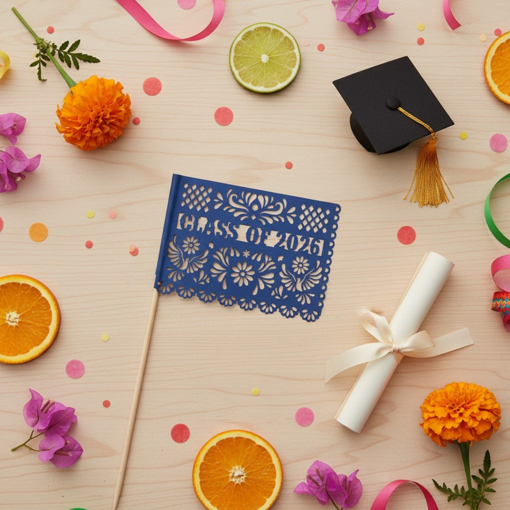Personalized fiesta graduation centerpiece flags
