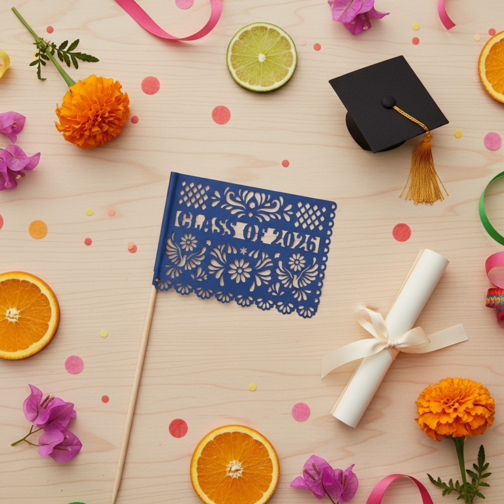 Class of 2026 Fiesta Graduation Centrepiece Flags