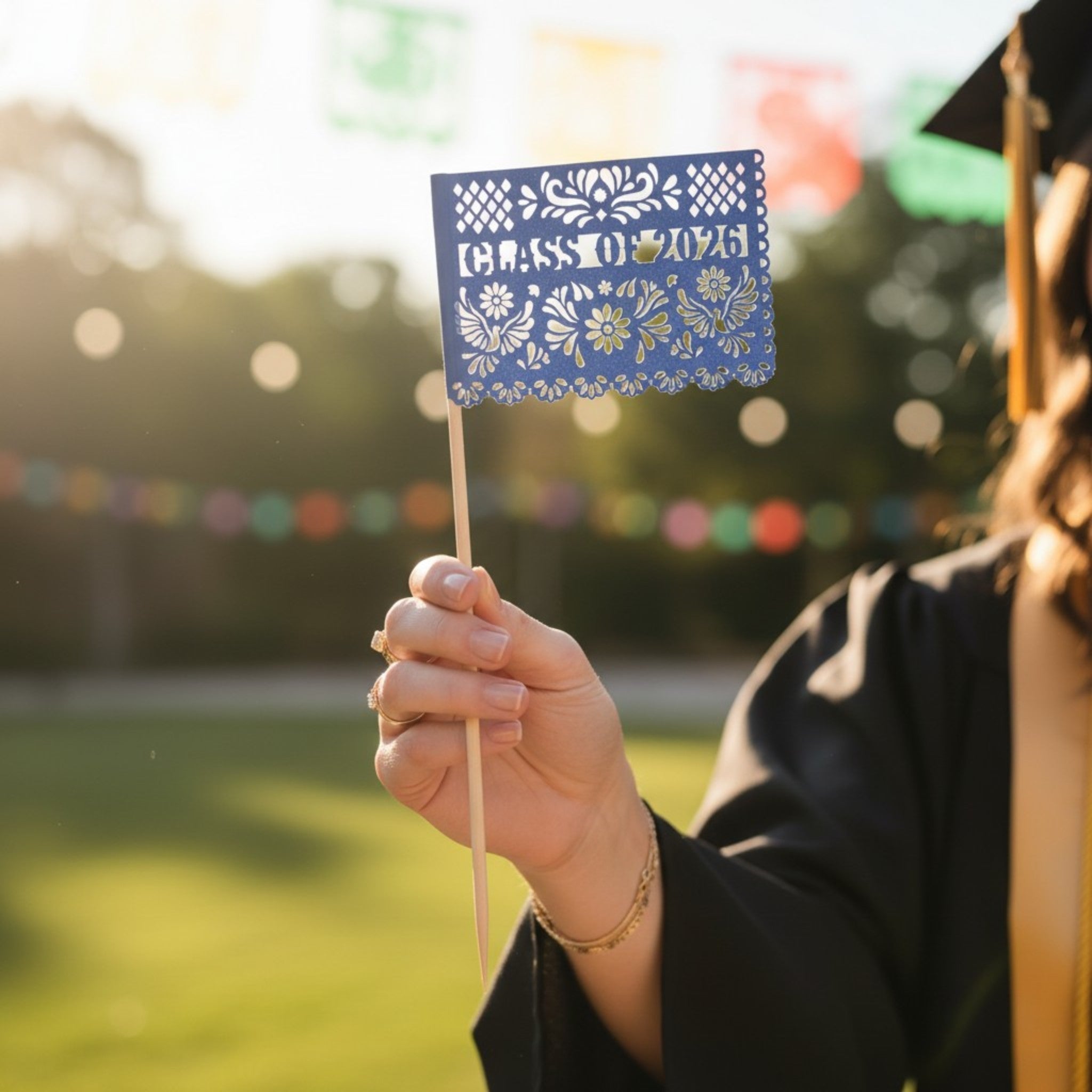 Class of 2026 Fiesta Graduation Centrepiece Flags