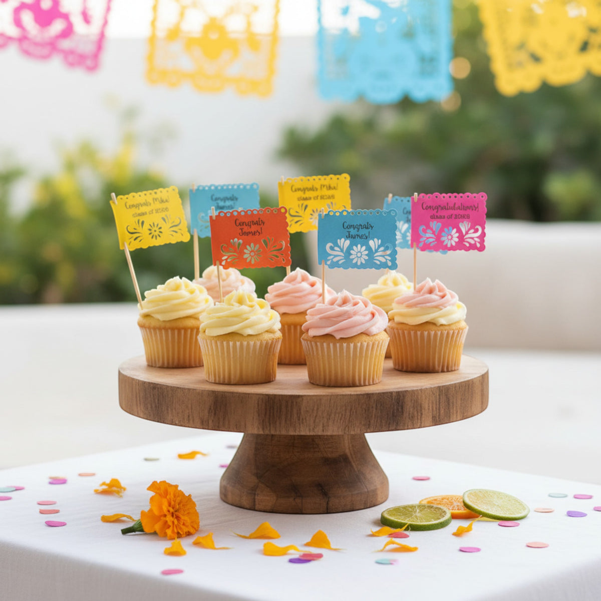 Personalized Fiesta Graduation Papel Picado Food Picks