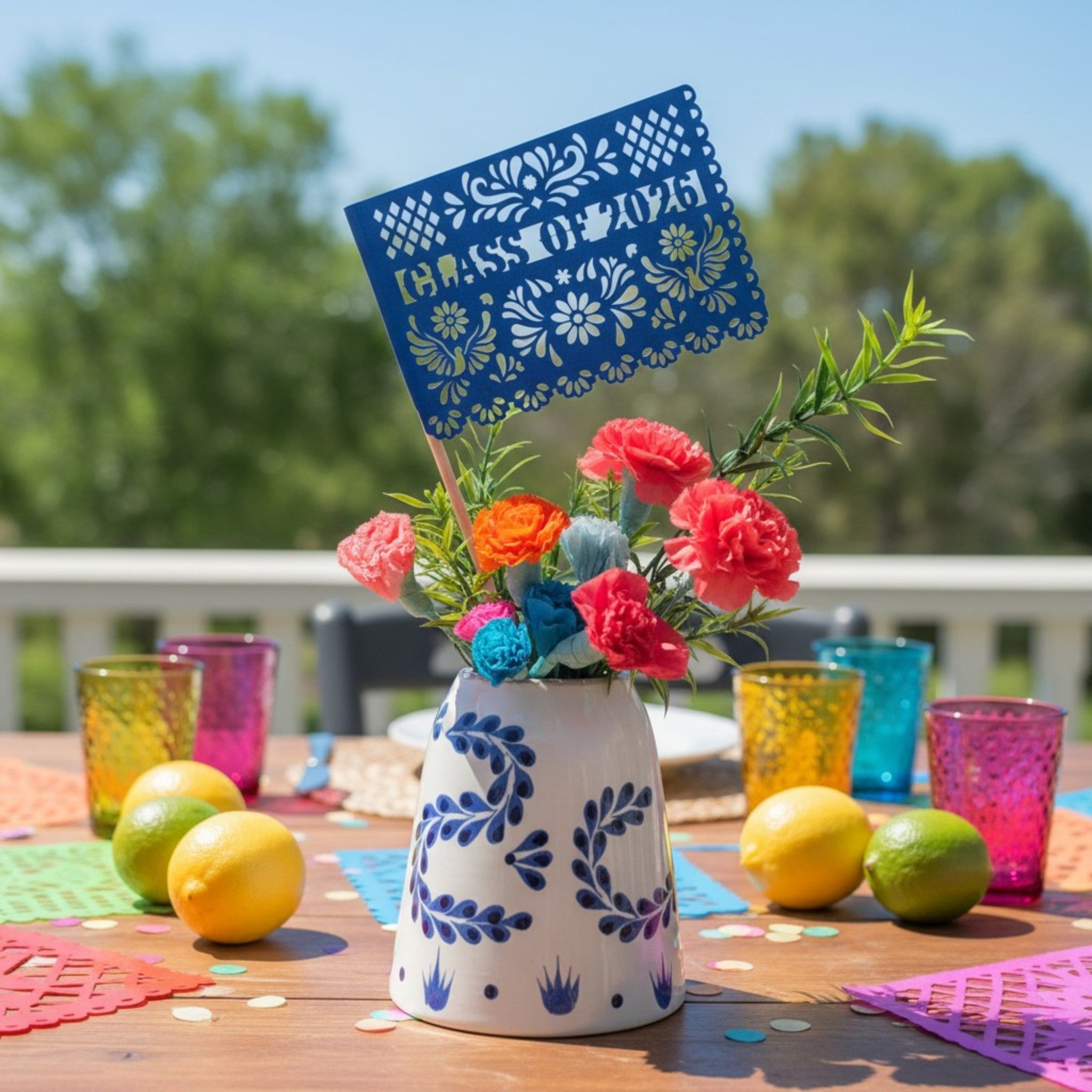 Class of 2026 Fiesta Graduation Centrepiece Flags