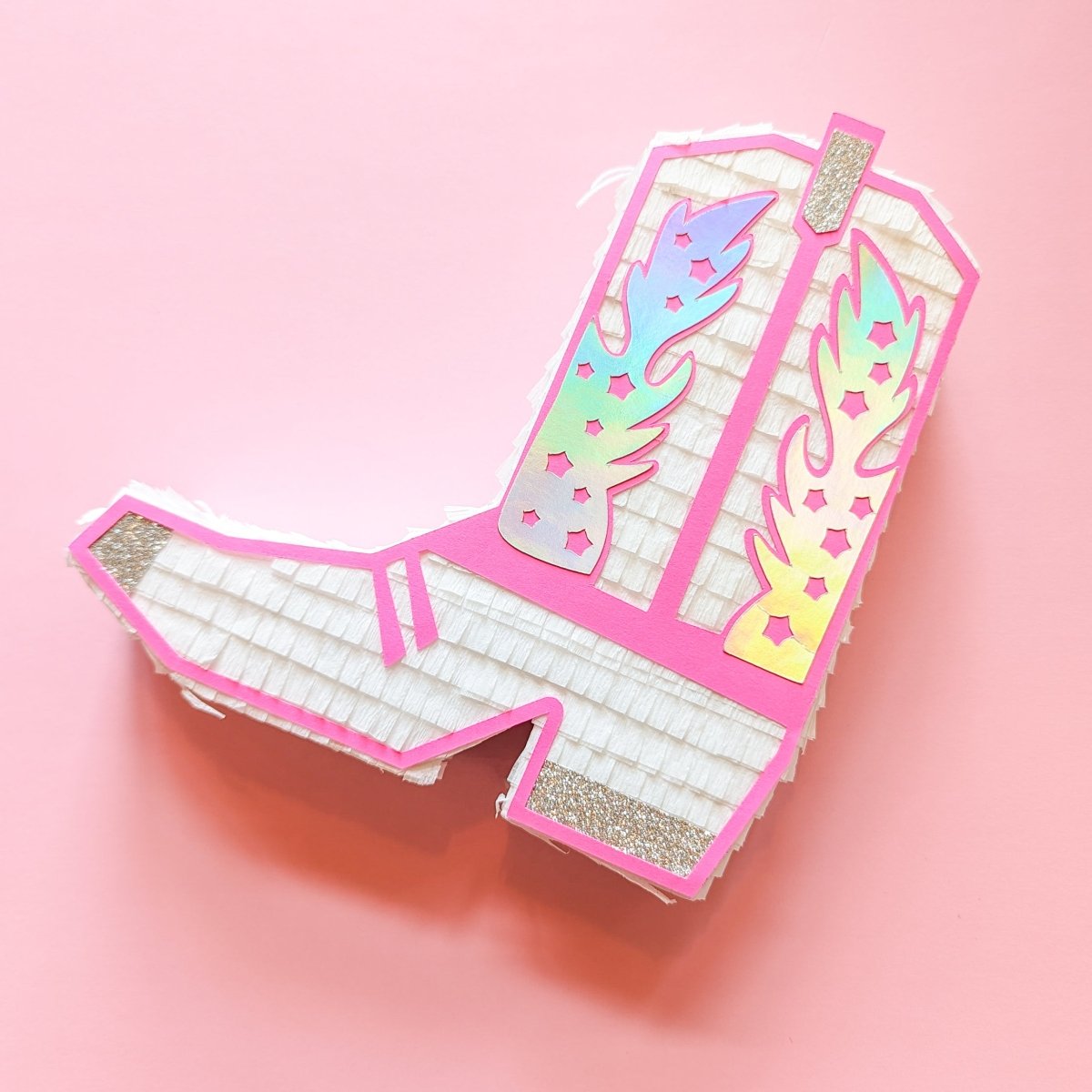 Cowboy Boot Mini Piñata Gift Box - Disco White - Lula Flora