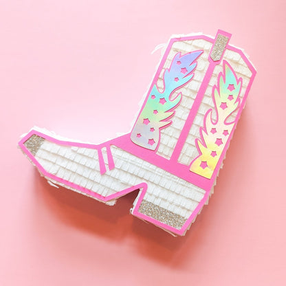 Cowboy Boot Bachelorette Gift Box - Disco White - Lula Flora