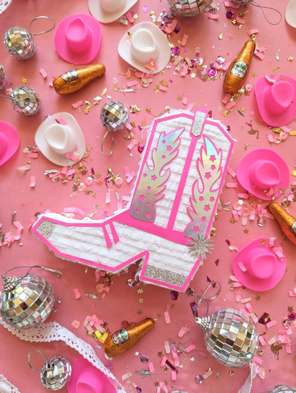 Cowboy Boot Bachelorette Gift Box - Disco White - Lula Flora