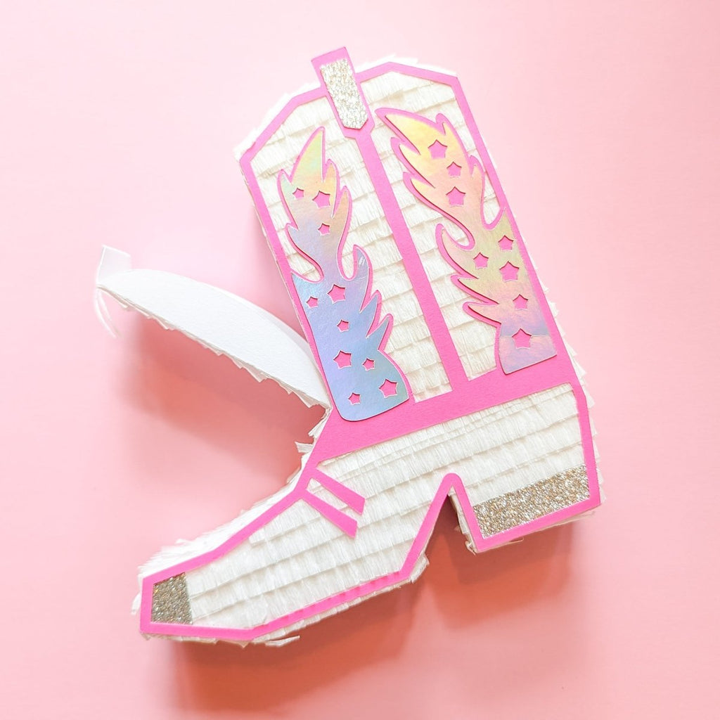 Cowboy Boot Mini Piñata Gift Box - Disco White - Lula Flora