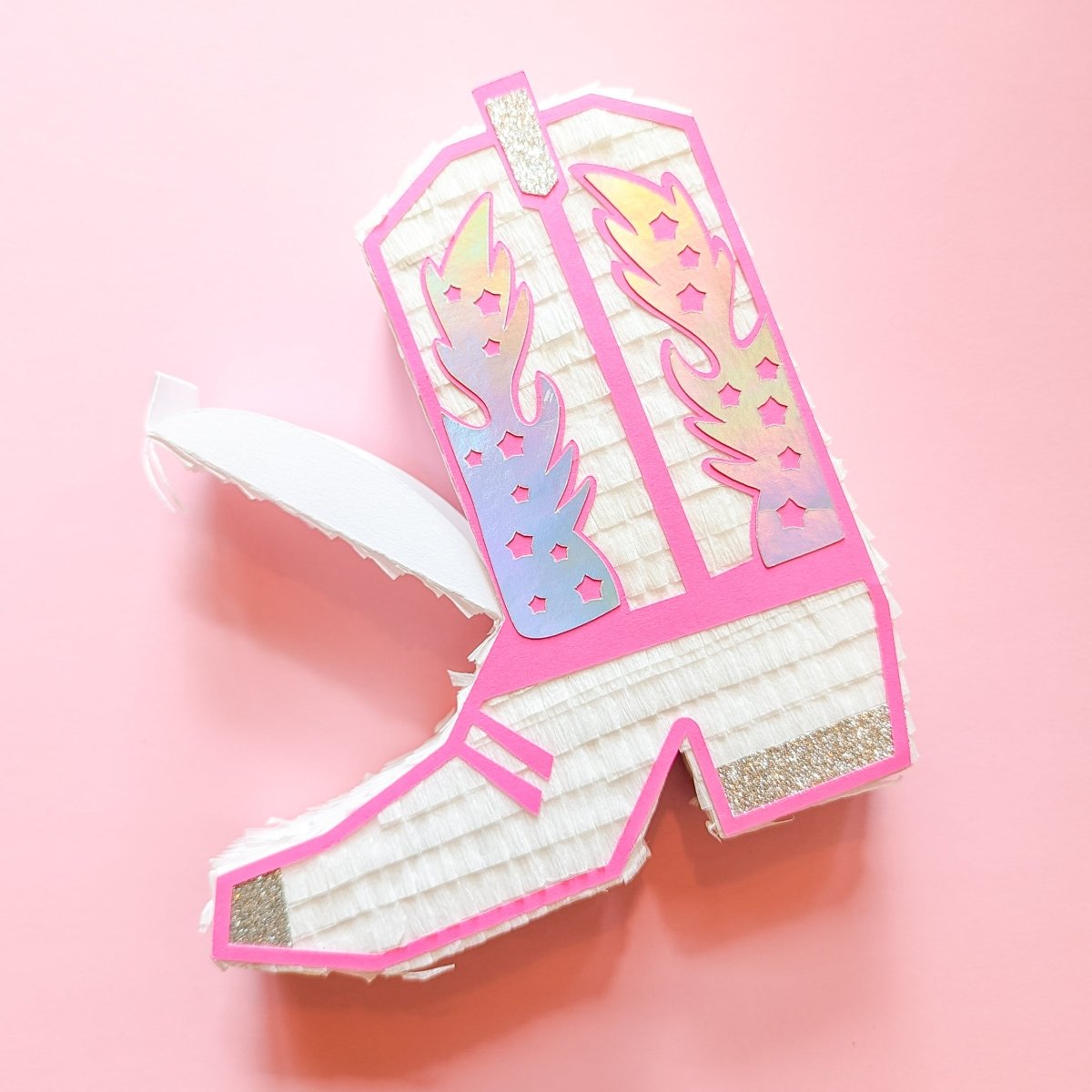 Cowboy Boot Mini Piñata Gift Box - Disco White - Lula Flora