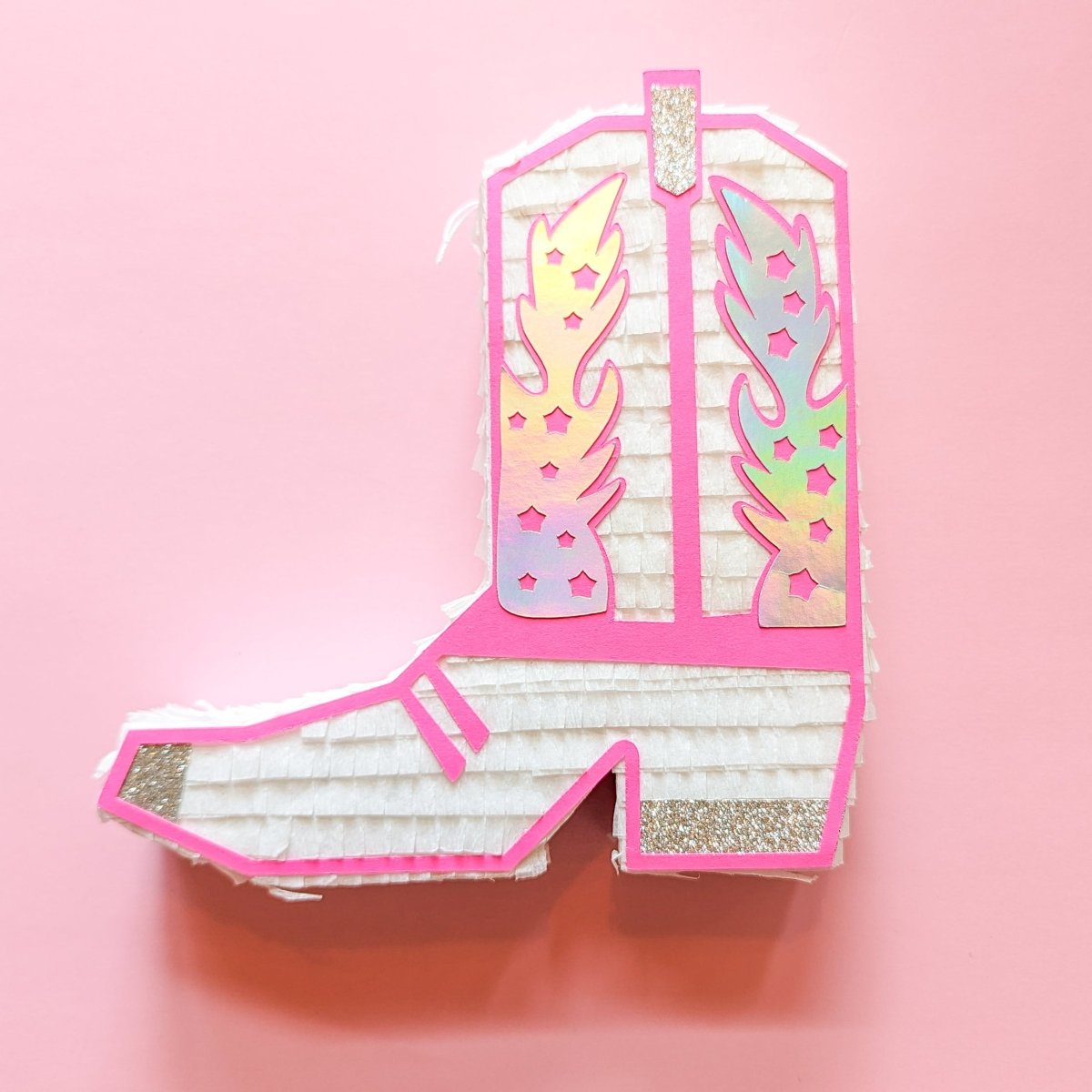 Cowboy Boot Mini Piñata Gift Box - Disco White - Lula Flora