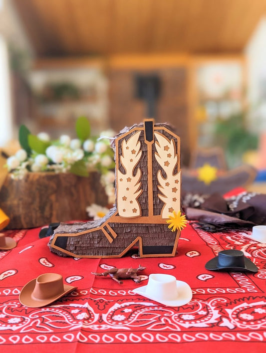 Cowboy Boot Mini Piñata Gift Box - Brown - Lula Flora