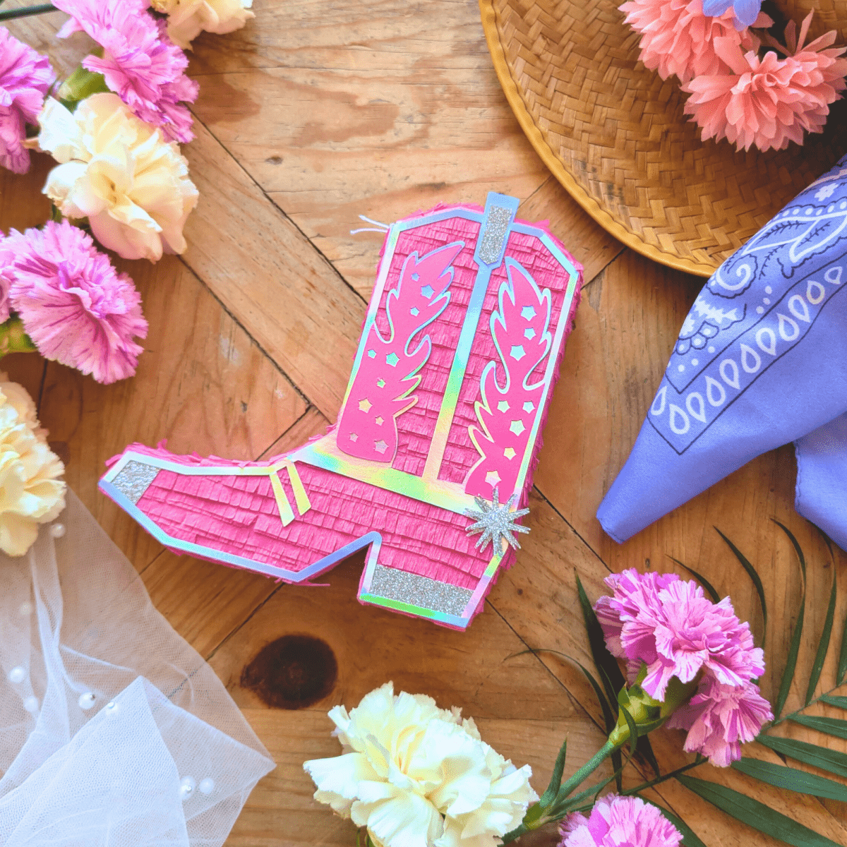 Cowboy Boot Mini Piñata Gift Box - Disco Pink - Lula Flora