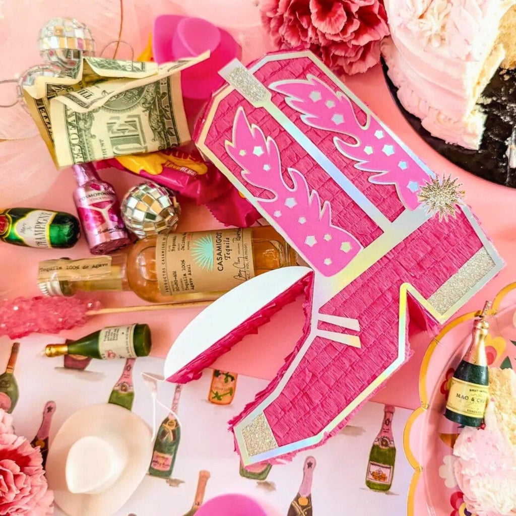 Cowboy Boot Mini Piñata Gift Box - Disco Pink - Lula Flora