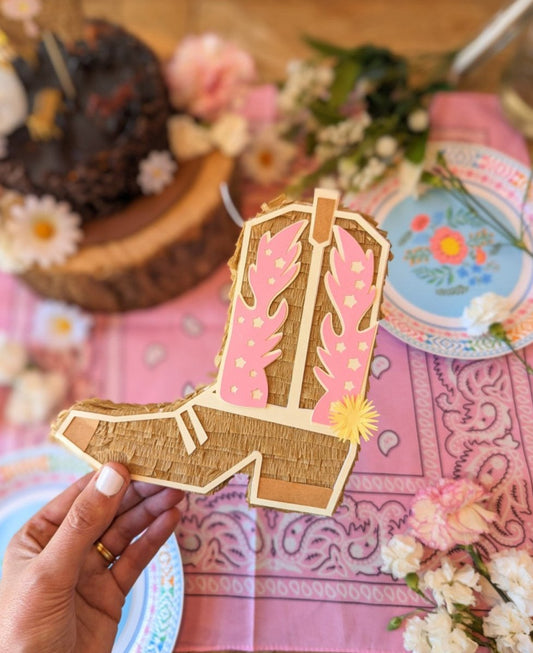 Cowboy Boot Mini Piñata Gift Box - Tan - Lula Flora