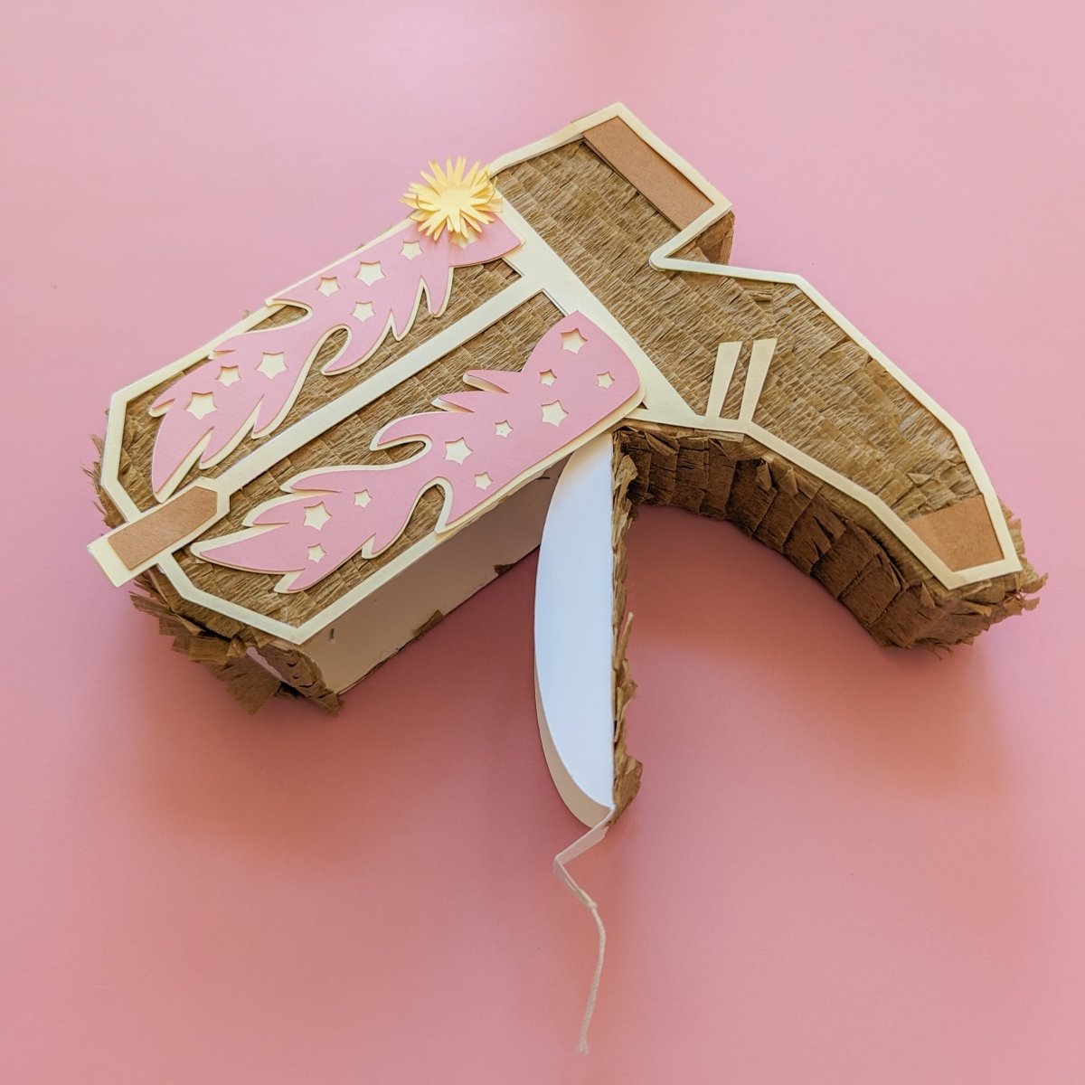Cowboy Boot Mini Piñata Gift Box - Tan - Lula Flora