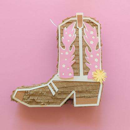 Cowboy Boot Mini Piñata Gift Box - Tan - Lula Flora