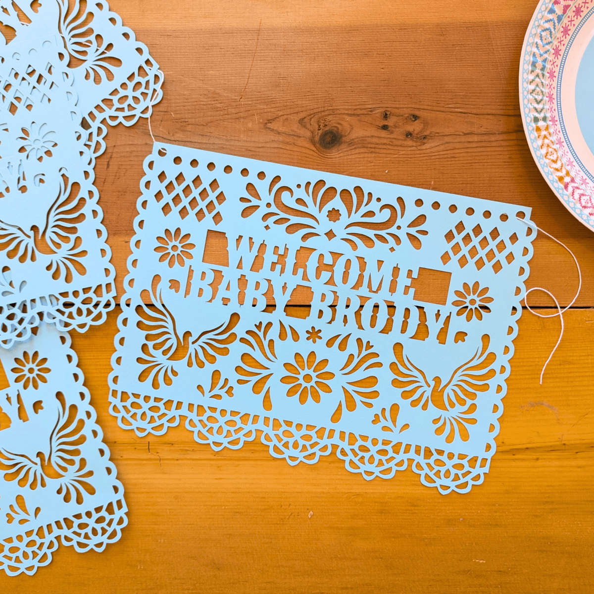 Custom Papel Picado Baby Blue Cielito Lindo Banner - Lula Flora