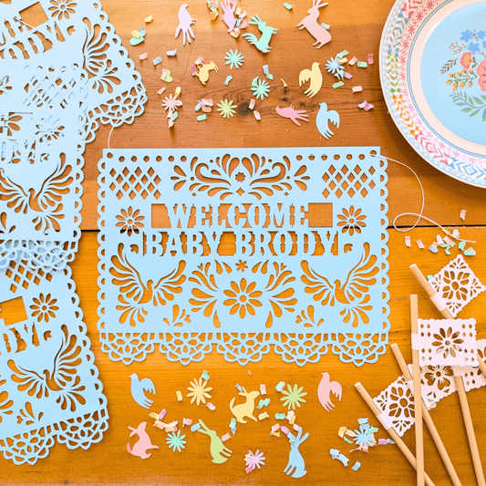 Custom Papel Picado Baby Blue Cielito Lindo Banner - Lula Flora