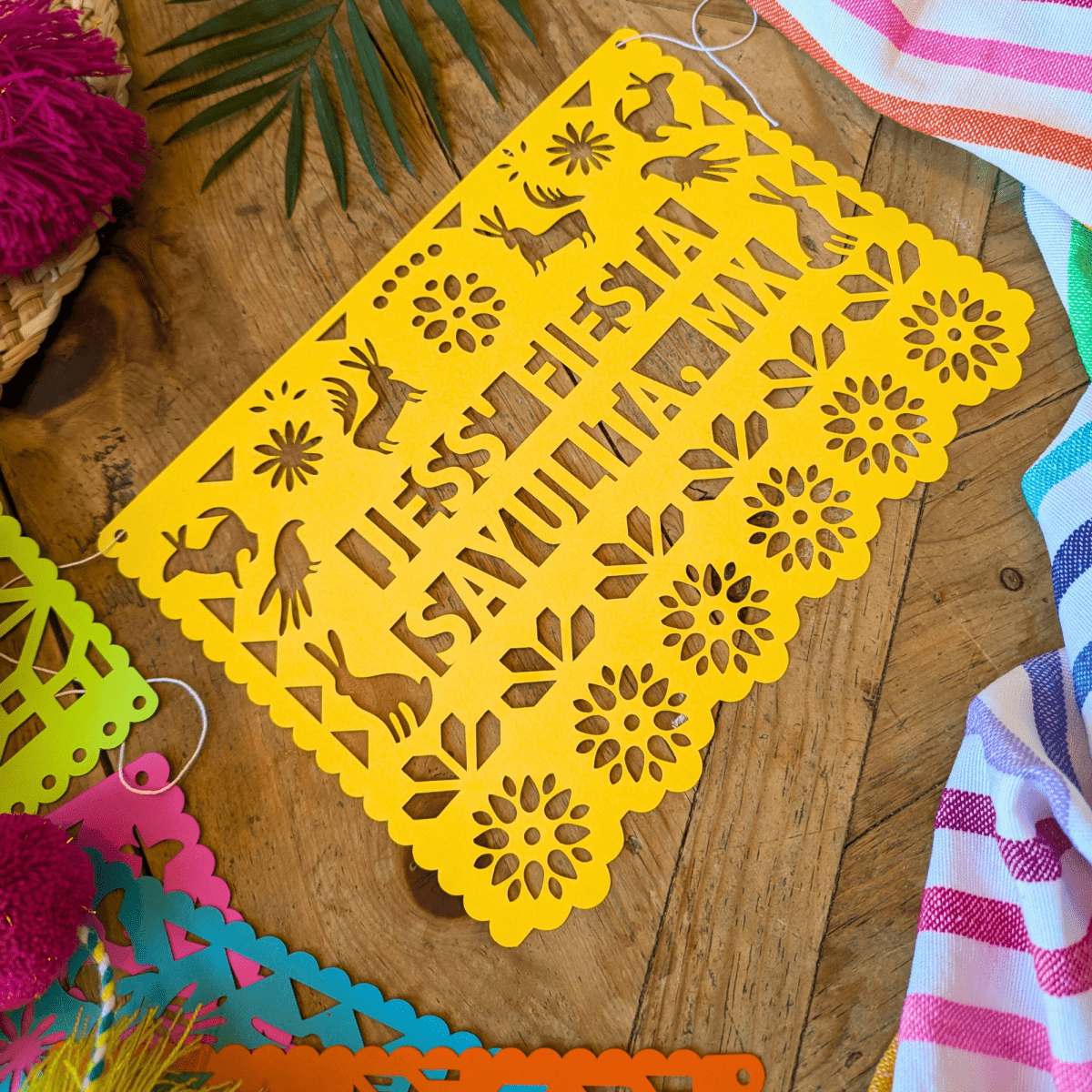 Custom Otomi Papel Picado Banner with Personalized Text - Lula Flora
