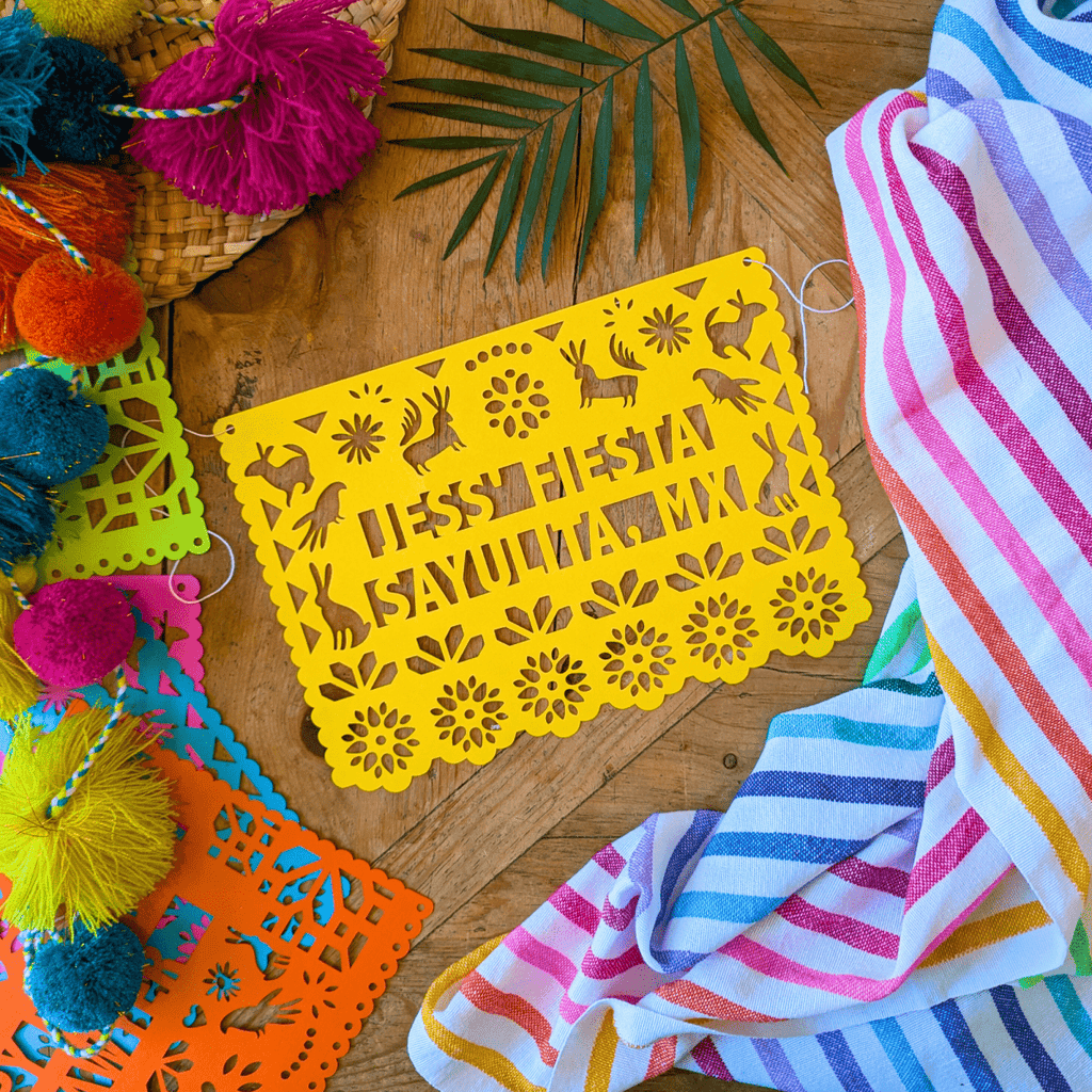 Custom Otomi Papel Picado Banner with Personalized Text - Lula Flora
