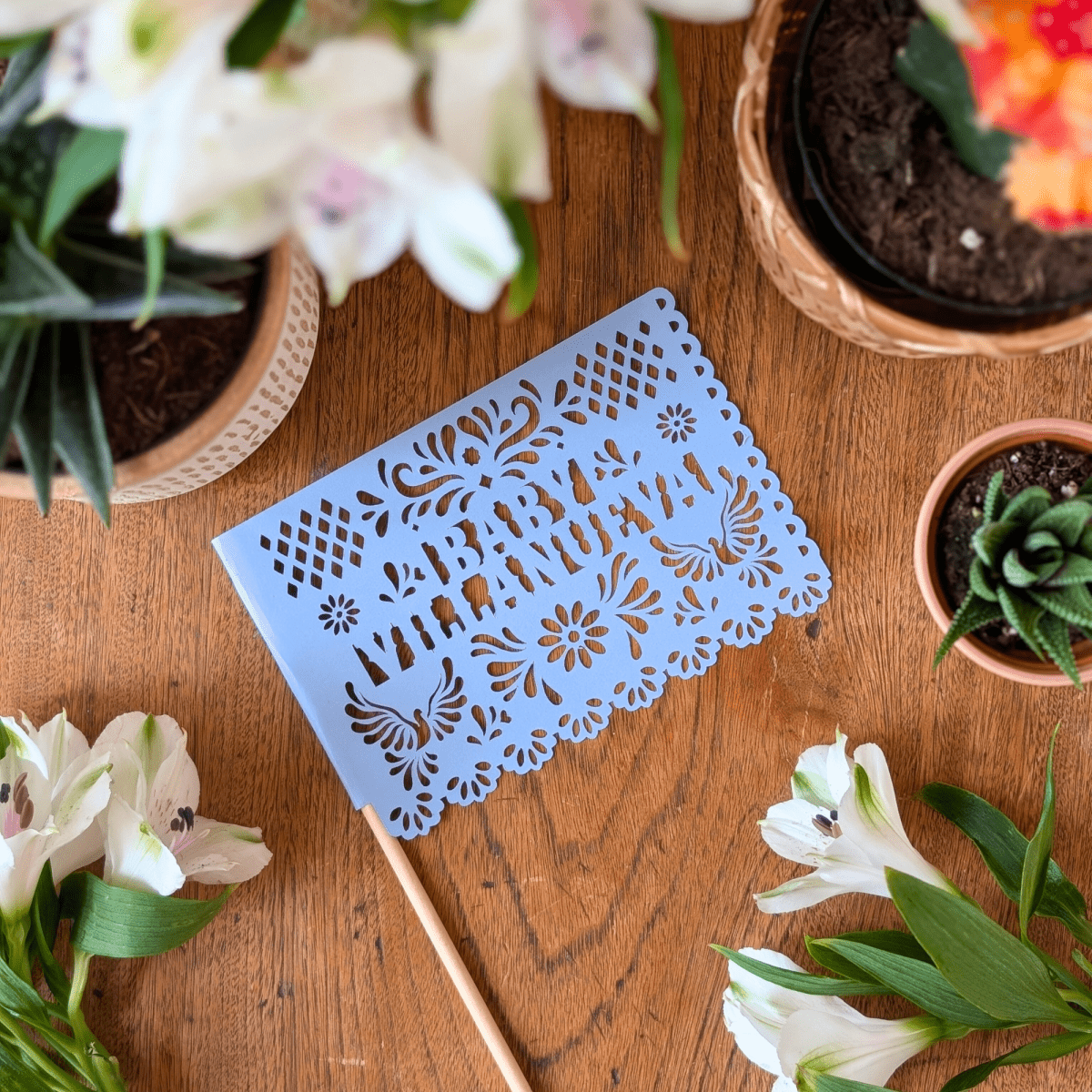Dusty Blue Cielito Lindo Baby Shower Flags - Lula Flora