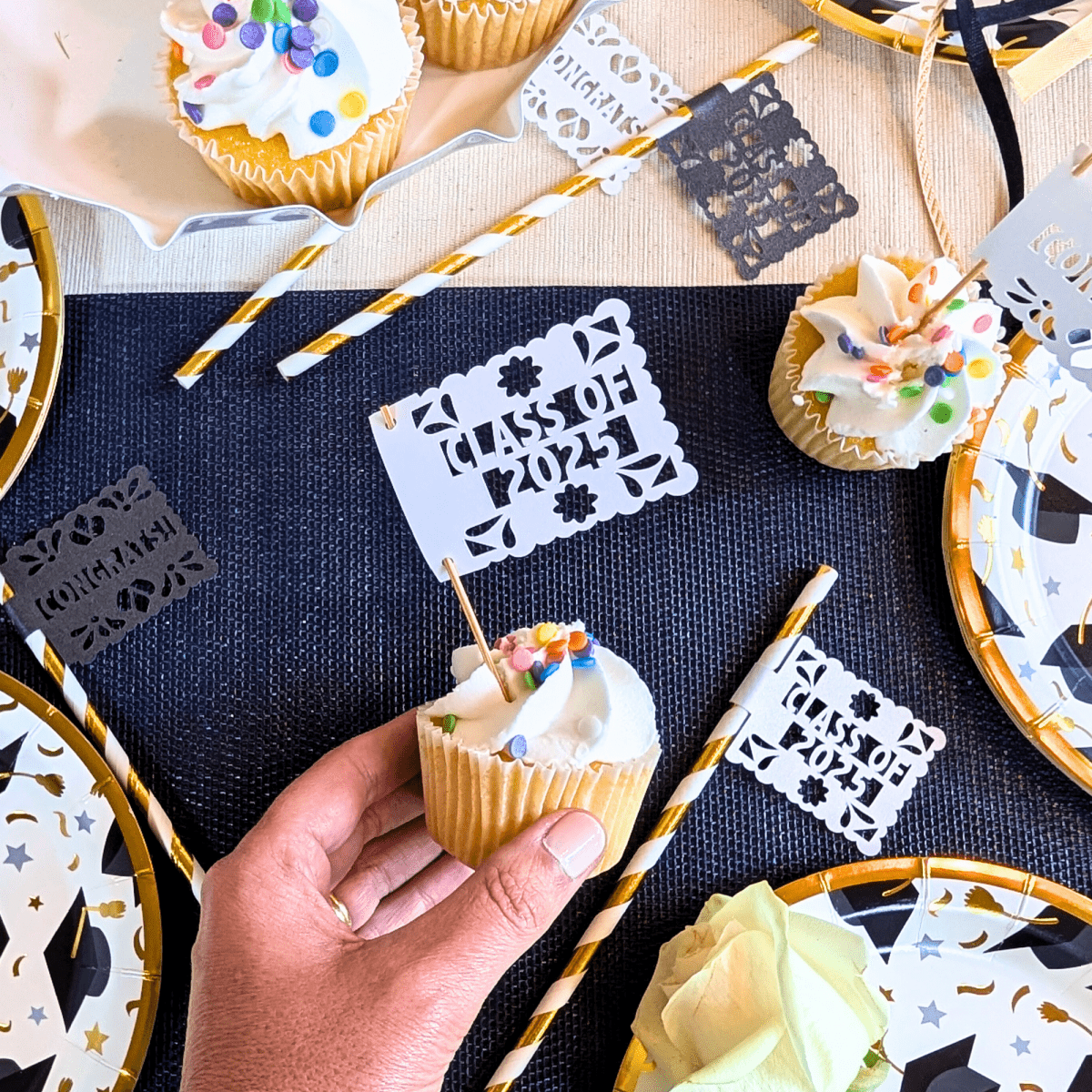 Fiesta Graduation Class of 2025 Cupcake Toppers - Lula Flora
