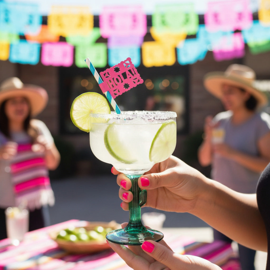 Cinco de Mayo fiesta party straws with colorful paper flags