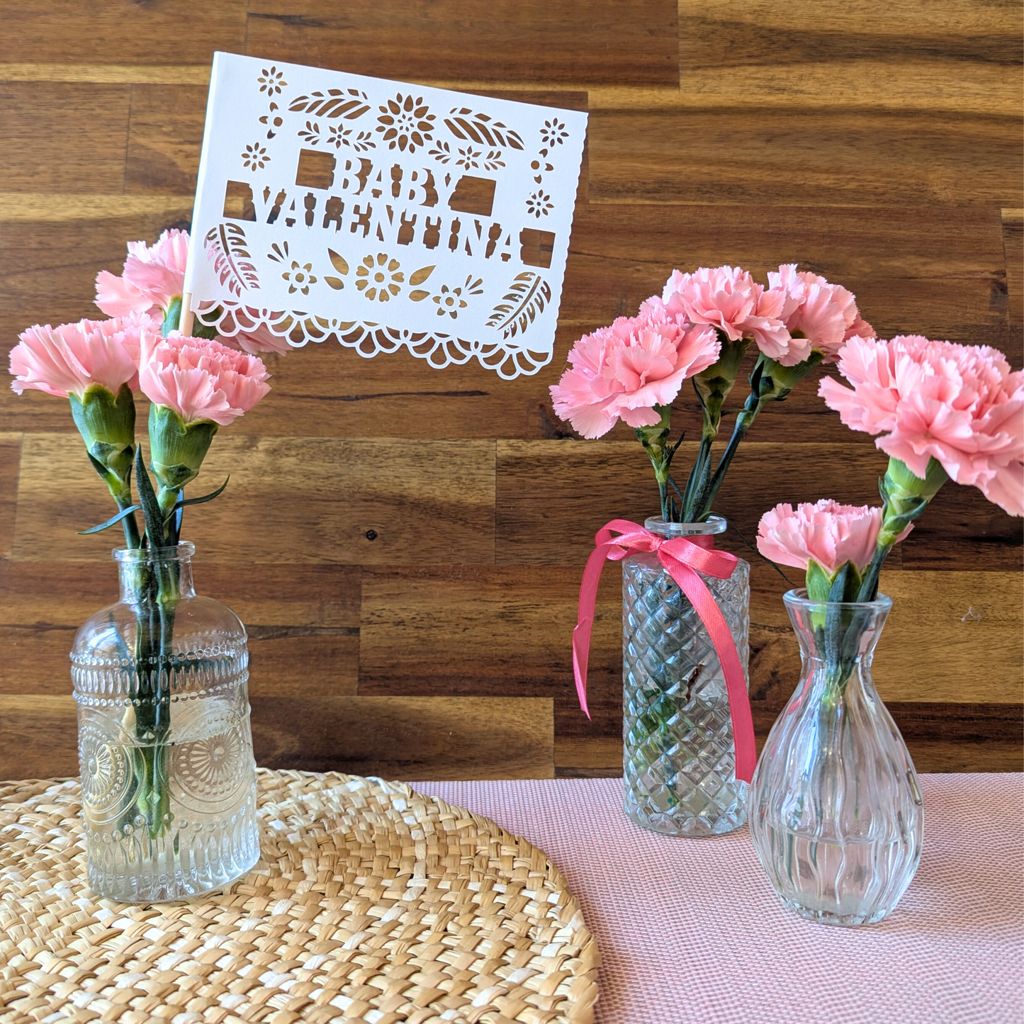 Personalized Floral Papel Picado Baby Shower Flags