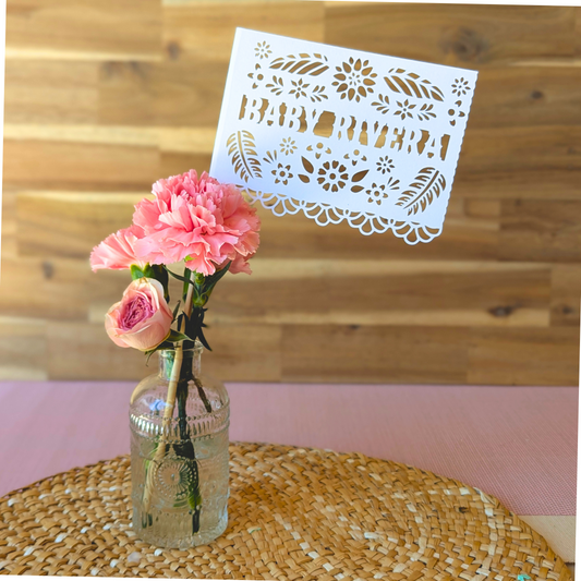 Personalized Floral Papel Picado Baby Shower Flags