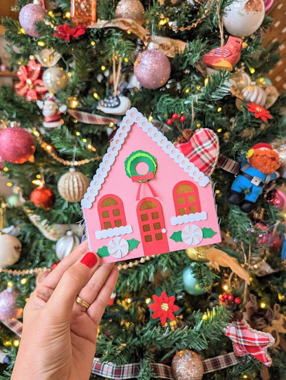 Gingerbread House Mini Piñata Gift Box - PINK - Lula Flora