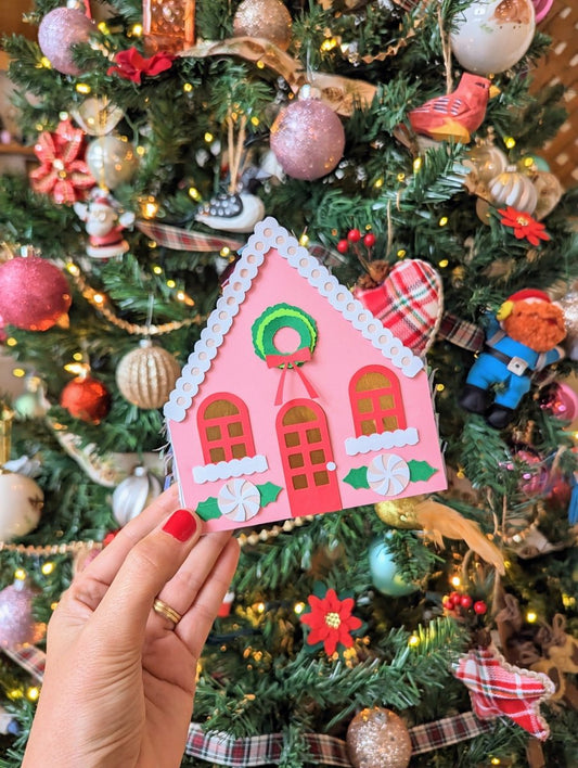Gingerbread House Mini Piñata Gift Box - PINK - Lula Flora