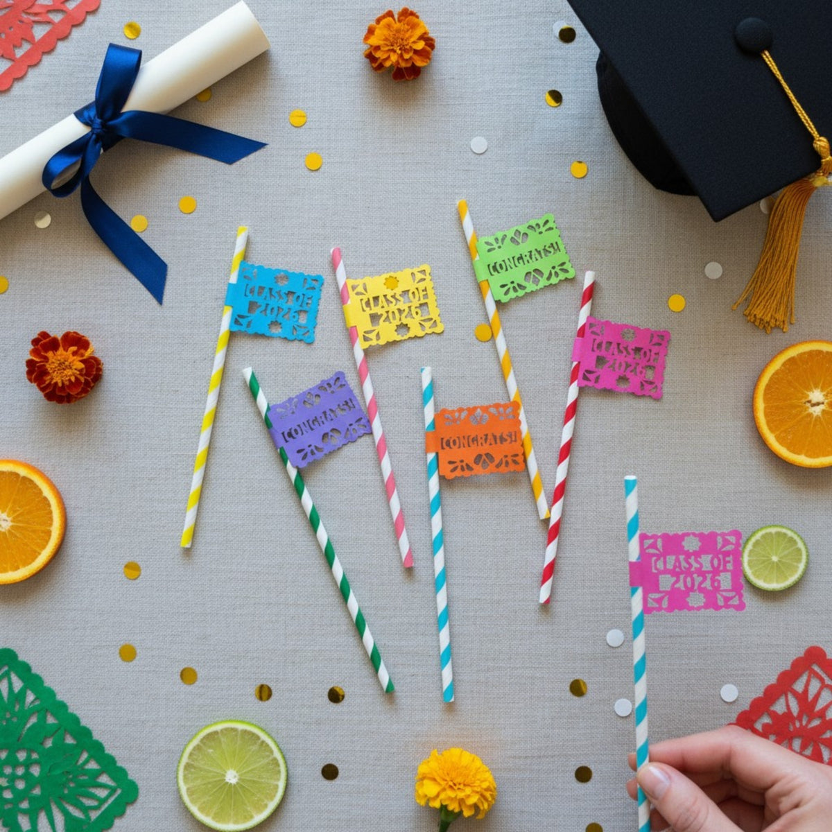 Graduation Fiesta Party Straws