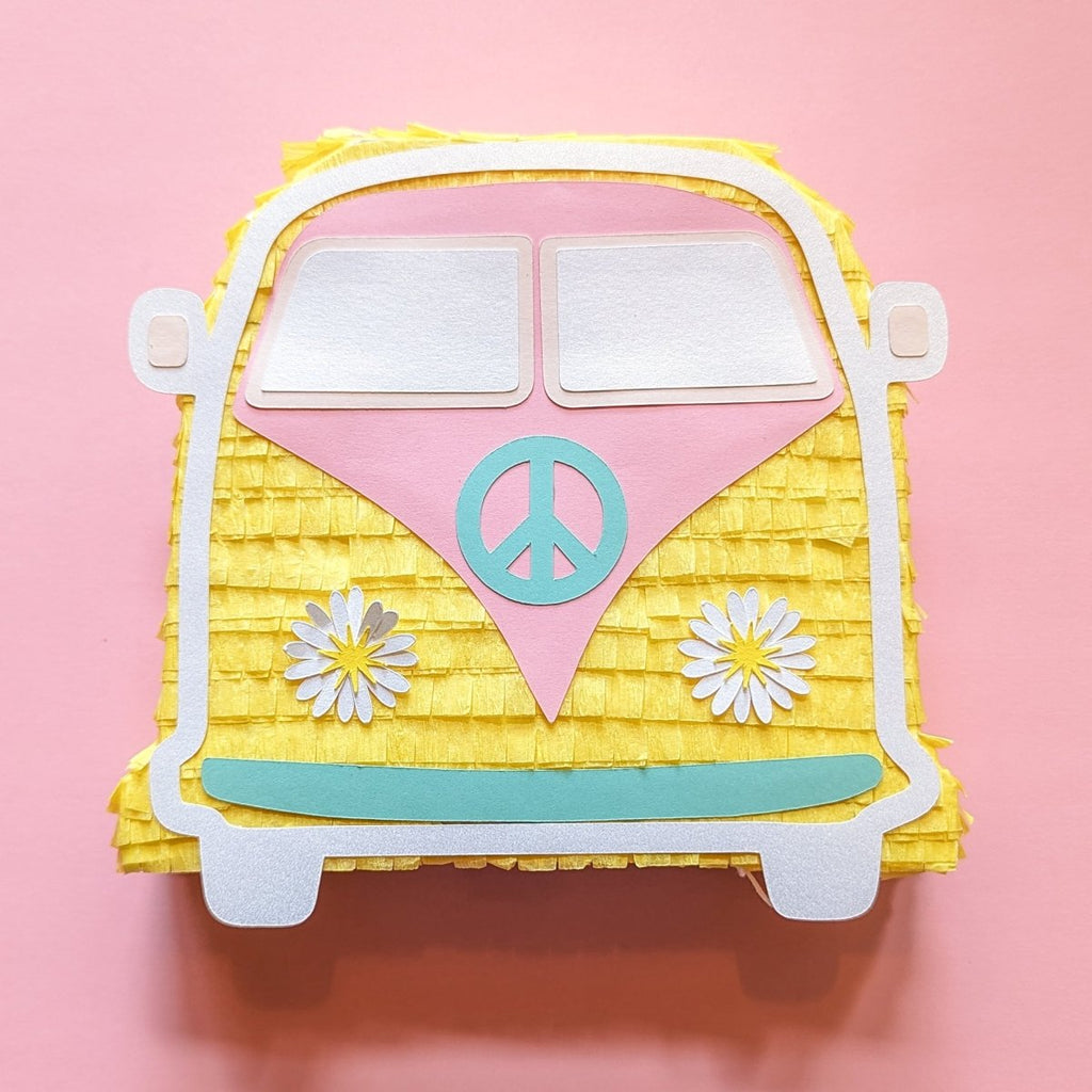 Yellow Hippie Van Mini Piñata Party Favors - Lula Flora