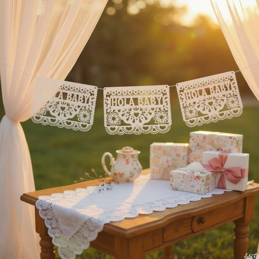Floral Papel Picado Banner - HOLA BABY