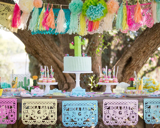 Floral Papel Picado Banner - HOLA BABY