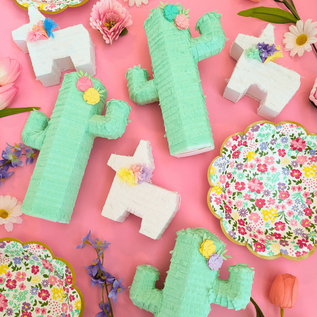 Mini Cactus Party Favor Piñata - Mint | Set of 3 - Lula Flora