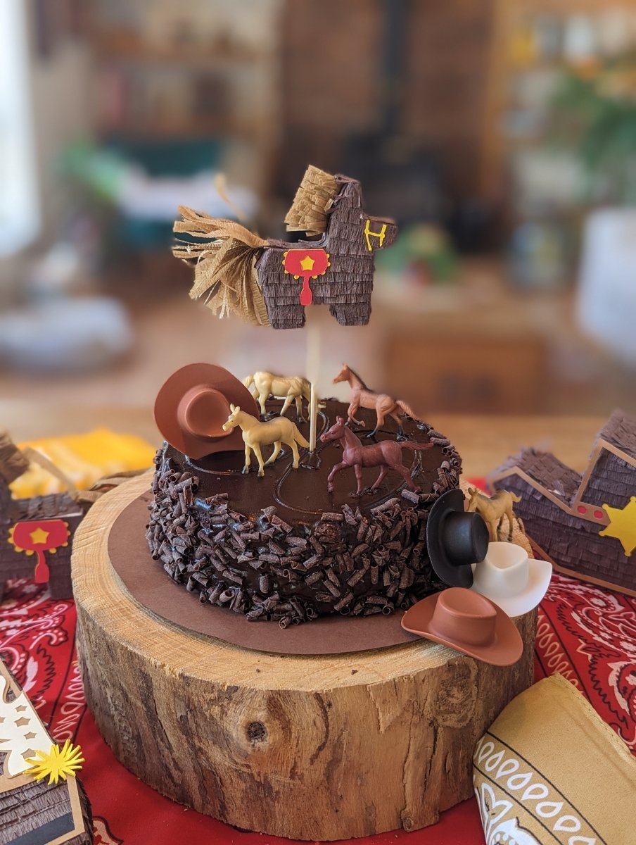Brown Mini Horse Piñata Cake Topper for Western Party