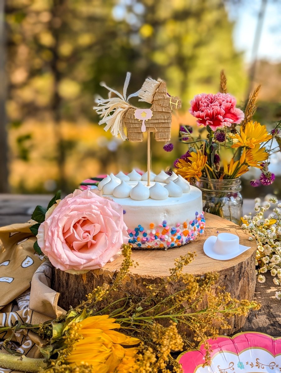 Tan Mini Horse Piñata Cake Topper for Western Party