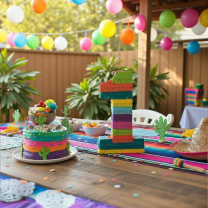 Decoraciones de letras y números con flecos estilo piñata