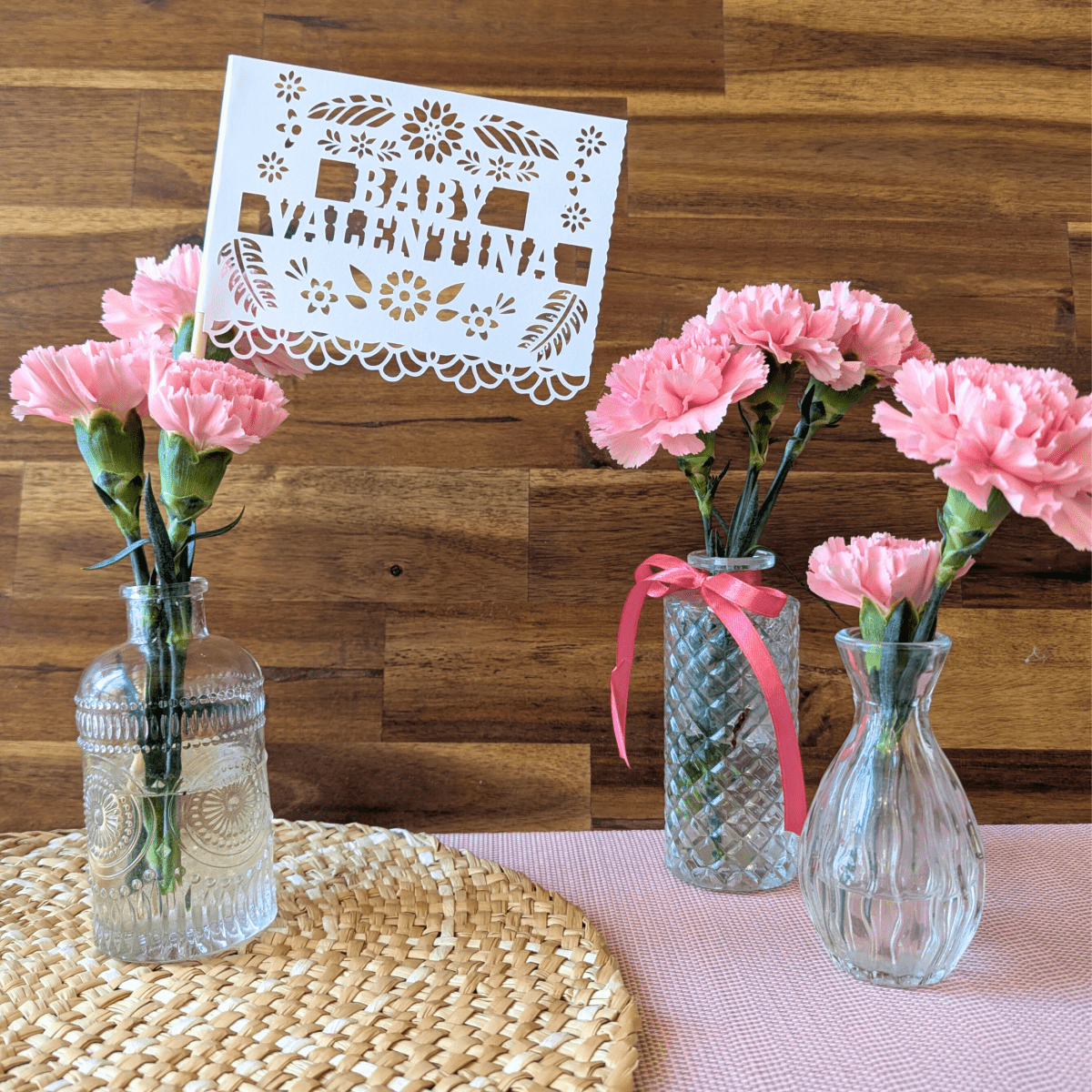 Personalized Floral Papel Picado Baby Shower Flags - Lula Flora