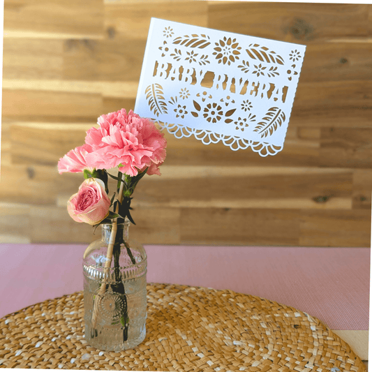 Personalized Floral Papel Picado Baby Shower Flags - Lula Flora