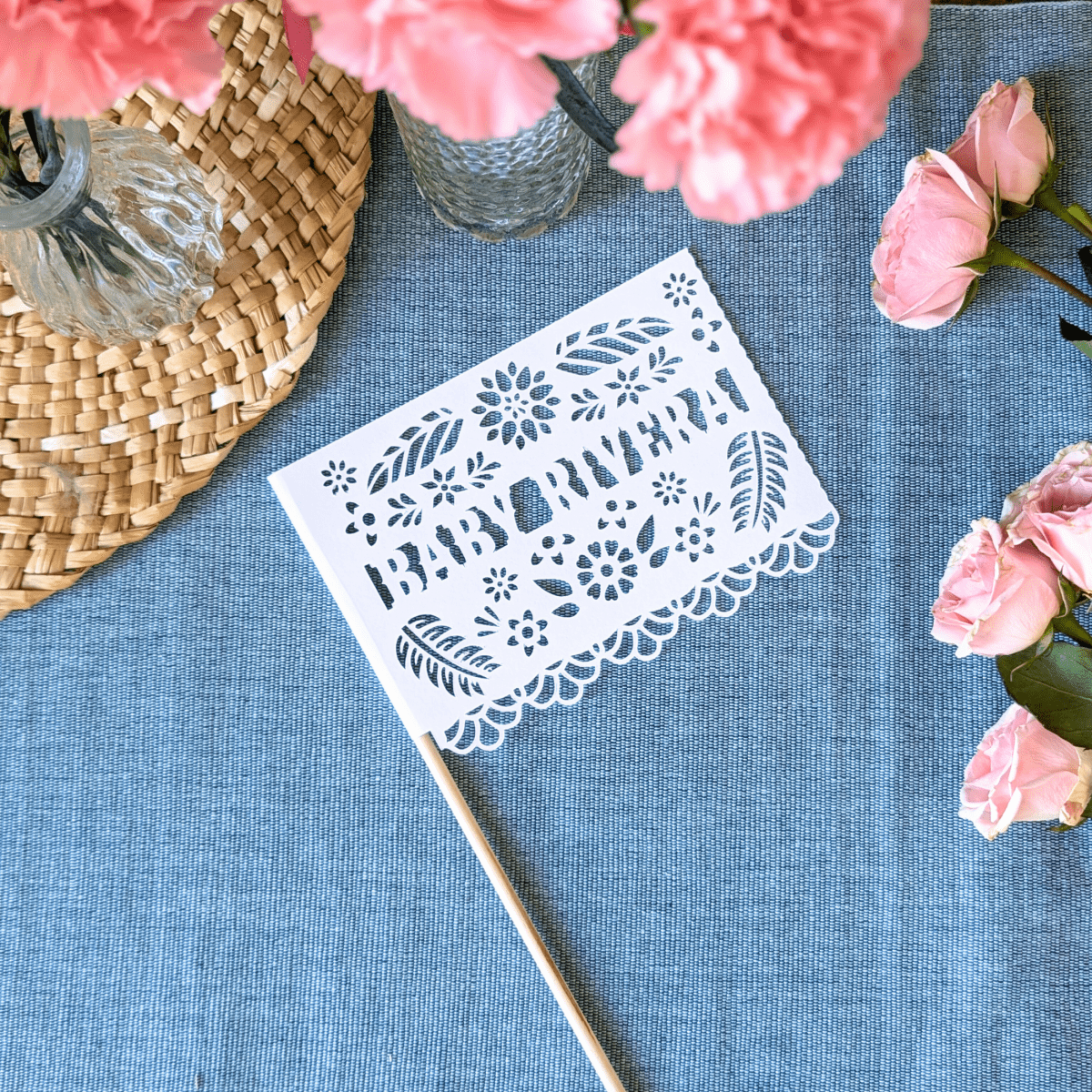 Personalized Floral Papel Picado Baby Shower Flags - Lula Flora