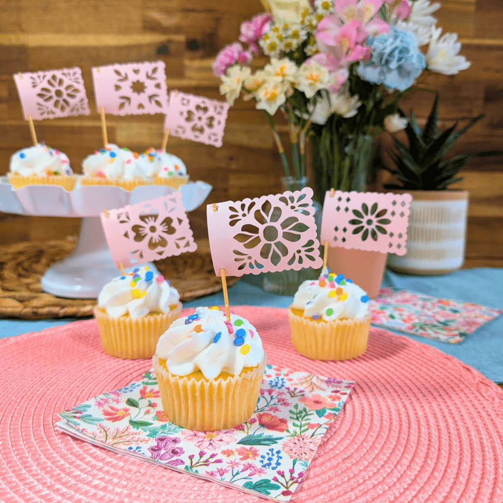 Cielito Lindo Floral Cupcake Toppers