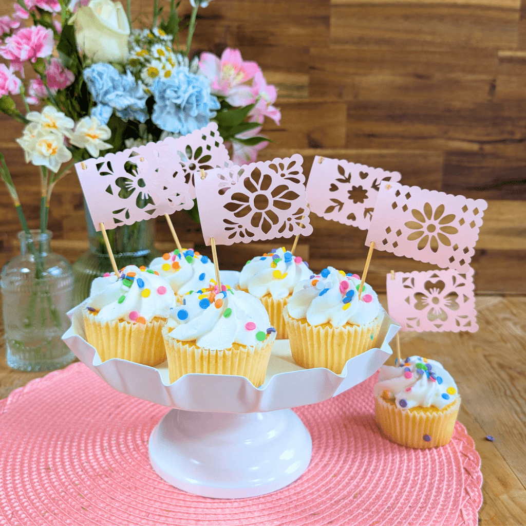 Cielito Lindo Floral Cupcake Toppers