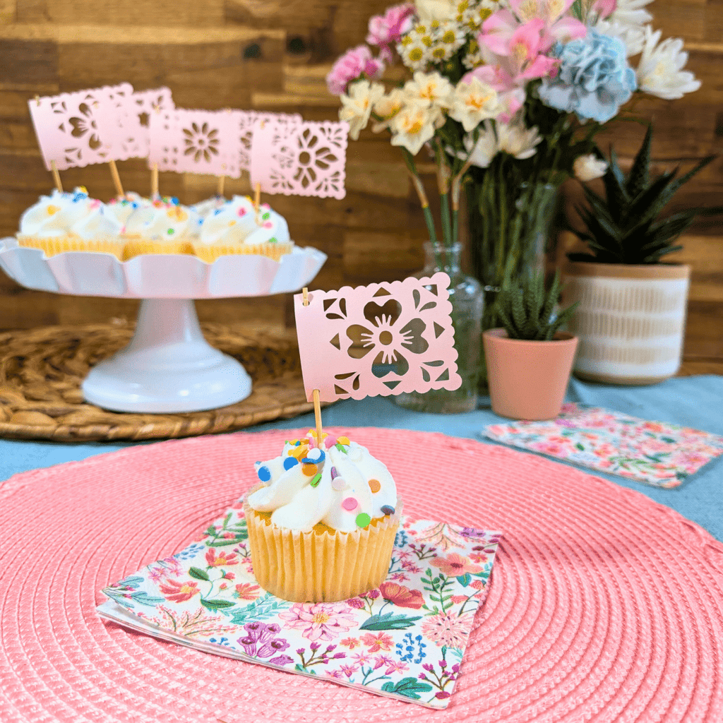 Cielito Lindo Floral Cupcake Toppers