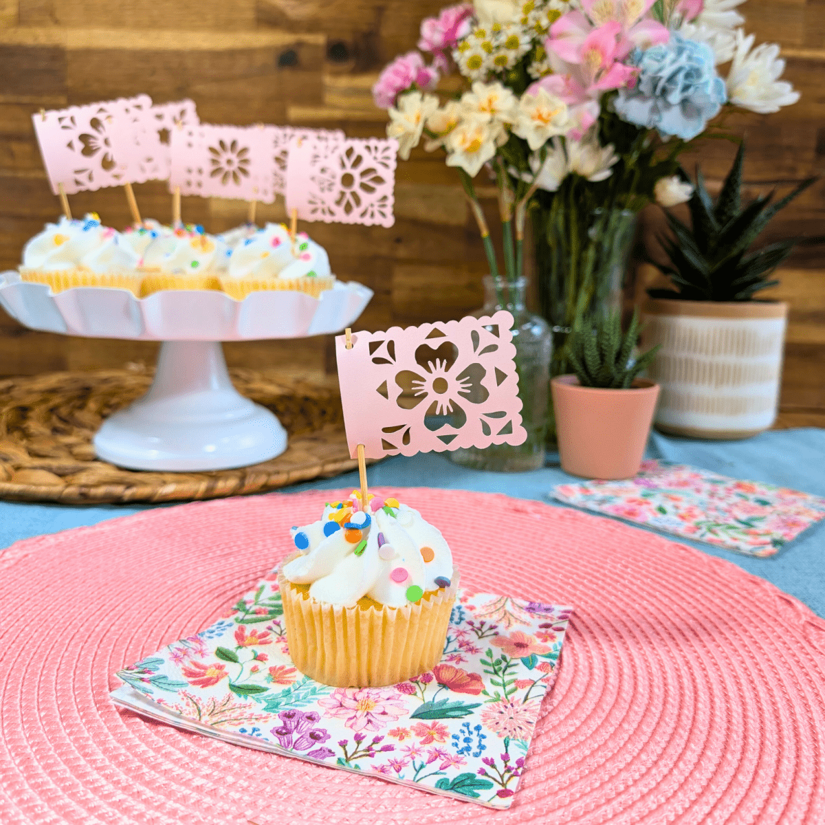 Pink Cielito Lindo Cupcake Toppers - Lula Flora