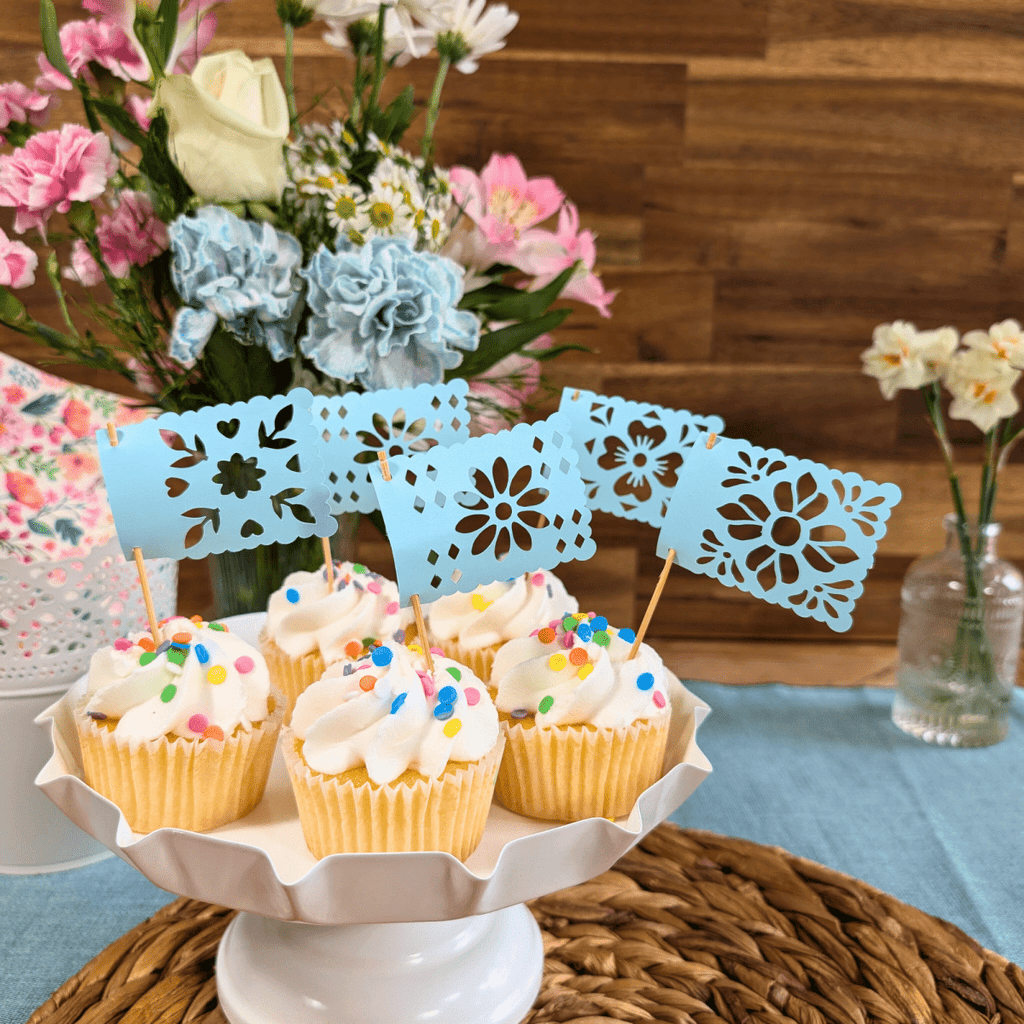 Cielito Lindo Floral Cupcake Toppers