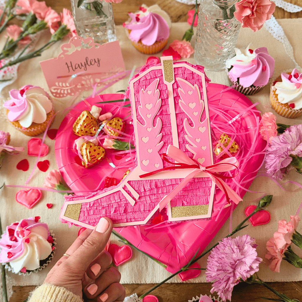 Pink Valentine Cowboy Boot Mini Piñata Gift Box - Lula Flora